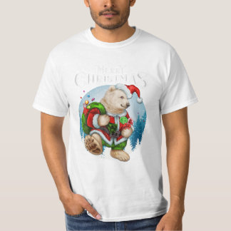 Bear Red Santa Hat Cute T-Shirt