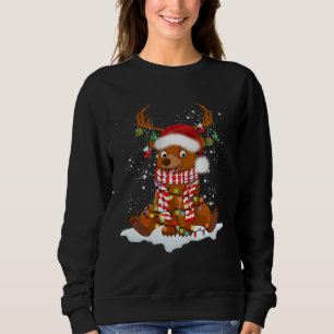 Bear Reindeer Santa Noel Costume Dancing On Snow M Sweatshirt
