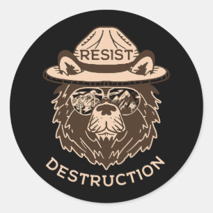 Bear Resist Destruction 1  Classic Round Sticker