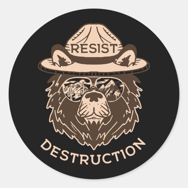 Bear Resist Destruction 1  Classic Round Sticker (Front)