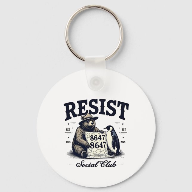 Bear Resist Protect National Park Anti Trump 8647  Key Ring (Front)