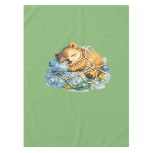 Bear Resting on Plastic Waste Wildlife Tablecloth