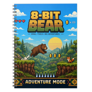 Bear, Retro 8-Bit Pixel Art Notebook