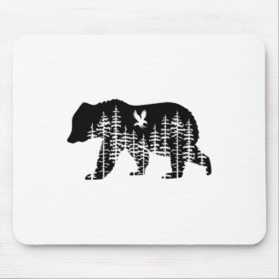 Bear Retro Forest Trees Outdoors Wildlife Camping  Mouse Pad