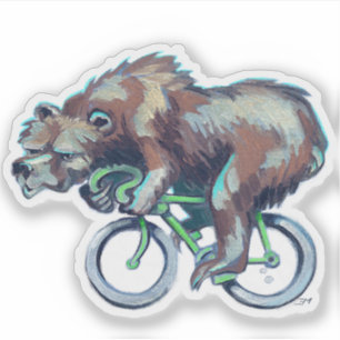 Bear Riding a Green Bicycle