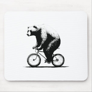 Bear Riding Bicycle Cycling Mountain Bike Biking B Mouse Pad