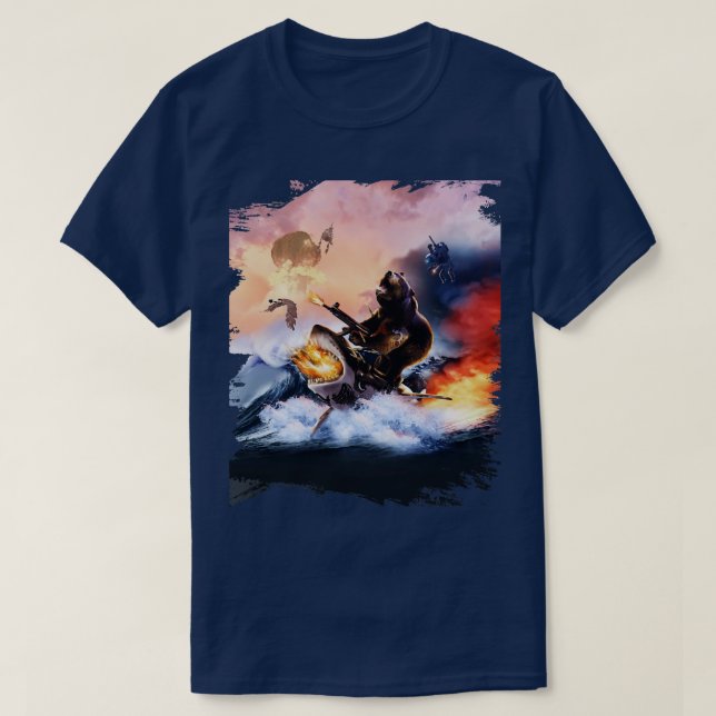 Bear Riding Funny T-Shirt (Design Front)