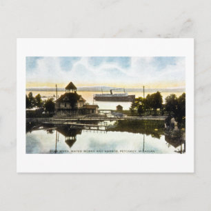 Bear River, Water Works and Harbour, Petoskey, Mic Postcard