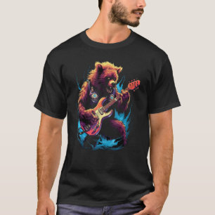 Bear Rocker  Playing Rock Guitar T-Shirt