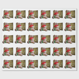 Bear Rose Marrige Stain Glass Cross Bible Rings Wrapping Paper
