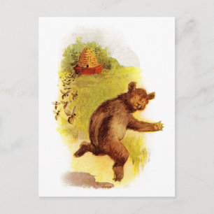 Bear Running From Bees Postcard