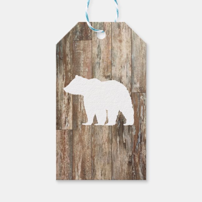 Bear Rustic Wilderness Wood Gift Tags (Front)