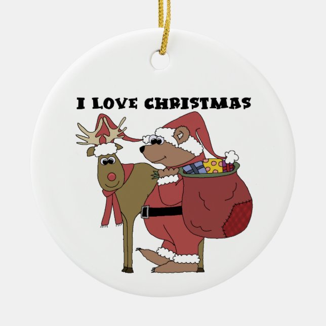 Bear Santa and Reindeer Keepsake Ornament (Front)