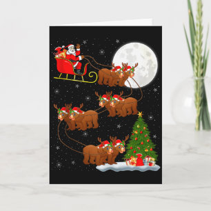 Bear Santa Sleigh Flying Funny Magical Christmas T Card