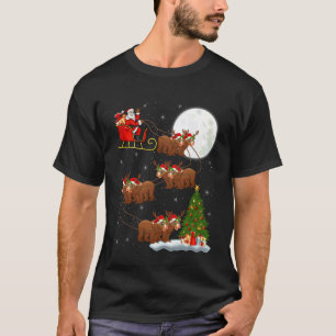 Bear Santa Sleigh Flying Funny Magical Christmas T-Shirt