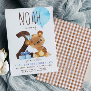 Bear Second Birthday Invitation
