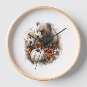 Bear Shirt Country Pumpkin Clock