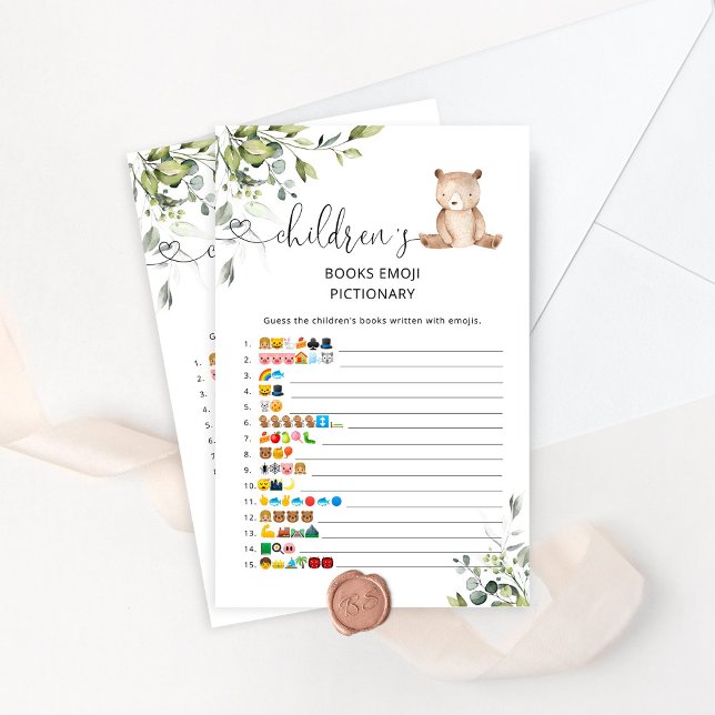 Bear shower childrens books emoji pictionary game (Creator Uploaded)