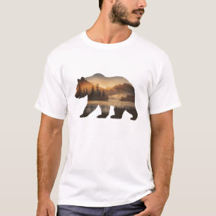 Bear Silhouette Design with Sunset View T-Shirt