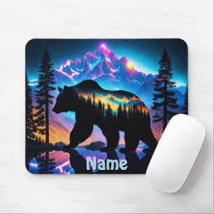 Bear Silhouette Nature Landscape Wildlife Mouse Pad