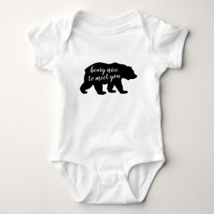 Bear Silhouette Nice to Meet You Baby Bodysuit