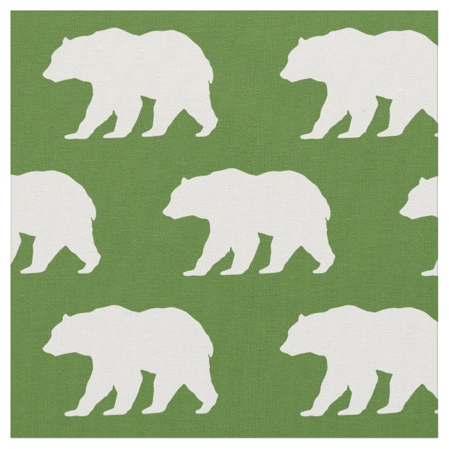 Bear Silhouette Woodland Animals Fabric (Close Up)