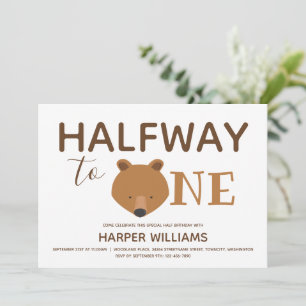 Bear Six Month Baby Half Birthday Invitation