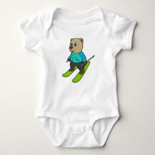 Bear Skier Ski Baby Bodysuit