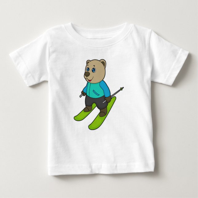 Bear Skier Ski Baby T-Shirt (Front)