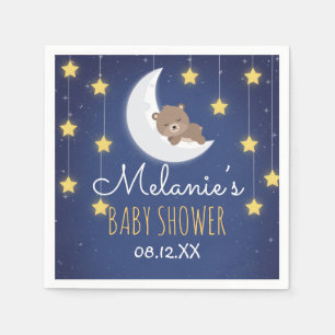 Bear Sleeping Love You The Moon Back Baby Shower Napkin