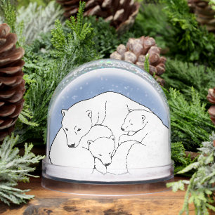 Bear Snow Globe Custom Polar Bear & Cubs Snowglobe