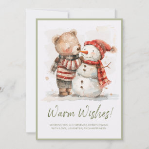 Bear & Snowman Winter Scene Thank You Card