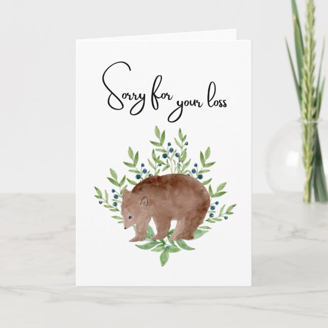 Bear Sorry For Your Loss Blank Sympathy Card (Front)