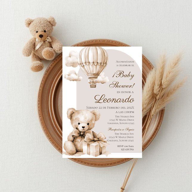 Bear Spanish Baby Shower Boy invitation (Creator Uploaded)