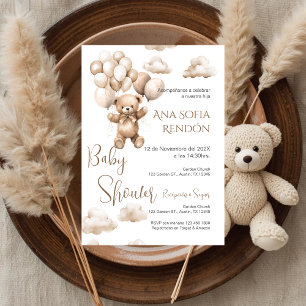Bear Spanish Baby Shower Girl invitation