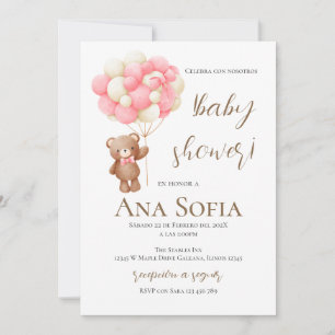 Bear Spanish Baby Shower invitation