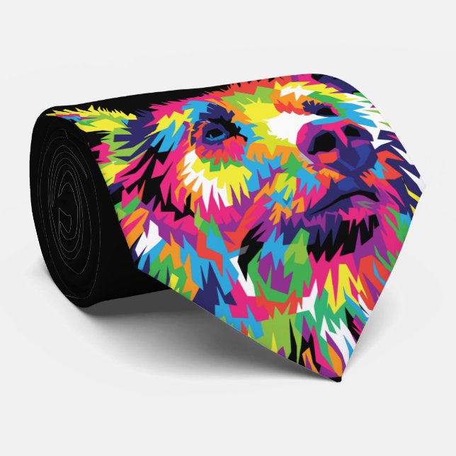 Bear Spirit Animal Pop Art Tie (Rolled)