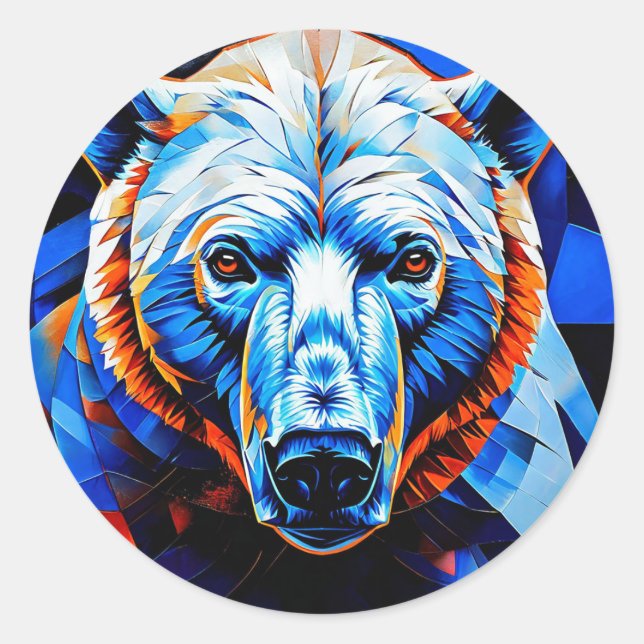 Bear Stained Glass Classic Round Sticker (Front)