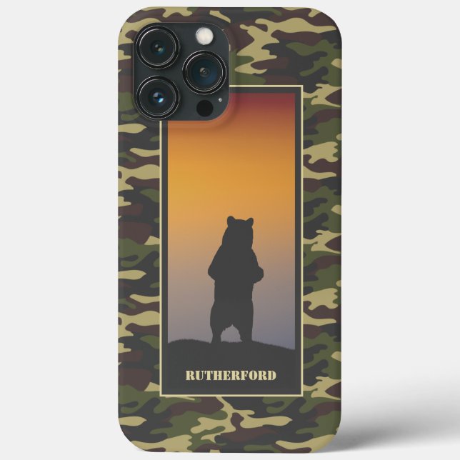 Bear Standing and Camo Case-Mate iPhone Case (Back)