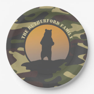 Bear Standing and Camo Paper Plate
