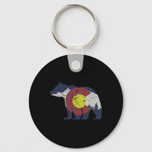 Bear State Flag Colorado Rocky Mountains Skiing As Key Ring