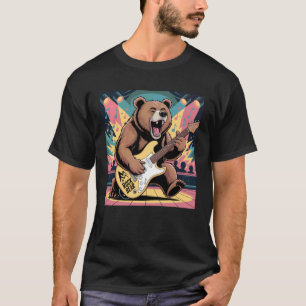 Bear Stuff Bears Playing Guitar Rock Star Rock and T-Shirt