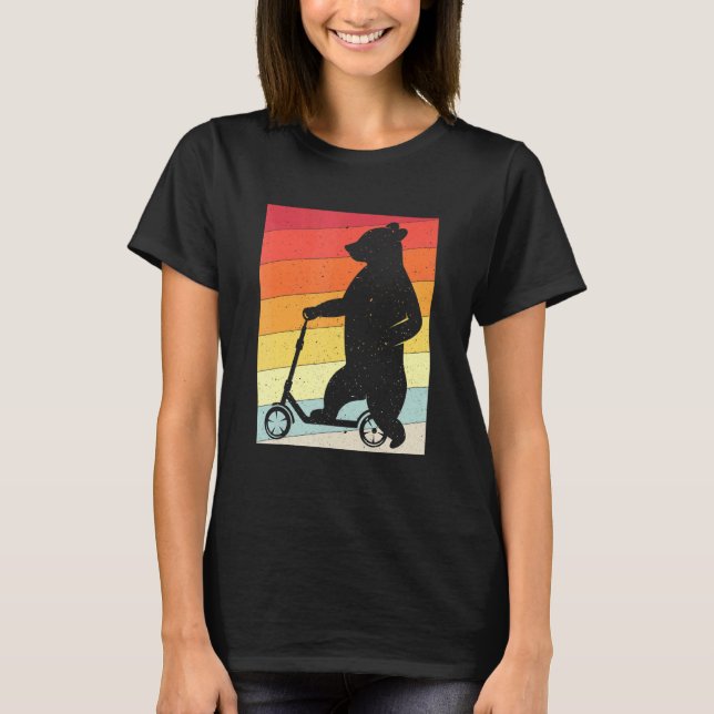 Bear Stunt Kick Scooter Kick Scooter Skater Retro  T-Shirt (Front)