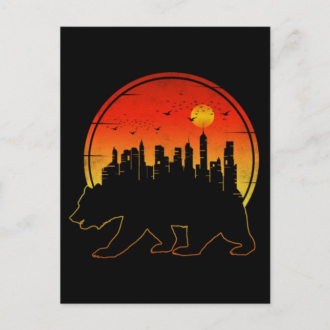 Bear Sunset City Postcard (Front)