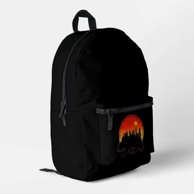 Bear Sunset City Printed Backpack (Back Corner Left)