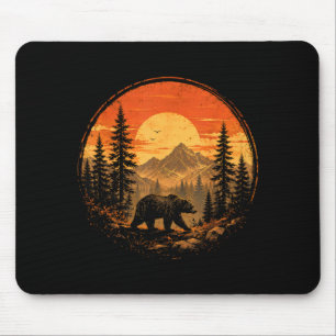 Bear sunset mountain forest wilderness nature mouse pad
