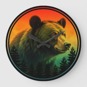 Bear sunset nature animal wildlife large clock