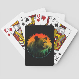 Bear sunset nature animal wildlife playing cards