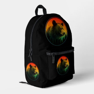 Bear sunset nature animal wildlife printed backpack