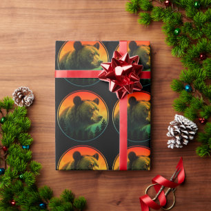 Bear sunset nature animal wildlife wrapping paper